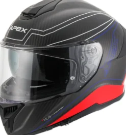APEX Hjälm FC500 Carbon Assen vit/röd/blå matt