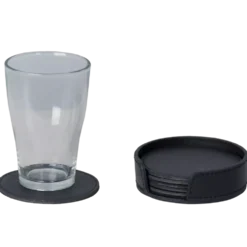 4bK Glasunderlägg Skinn 6-pack, Runda